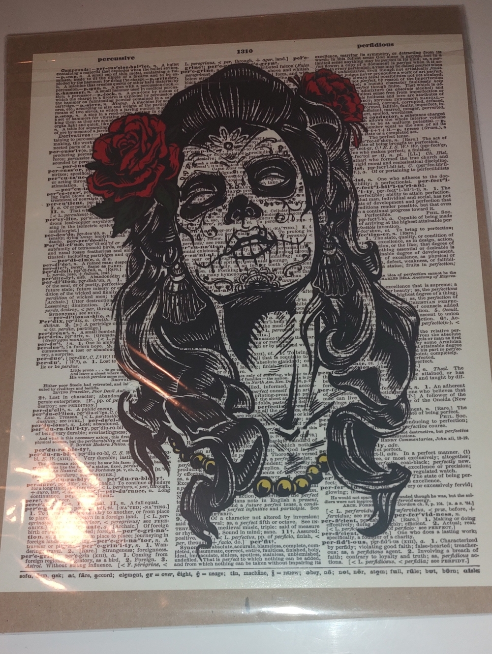 Day of the Dead sugar skull vintage dictionary art print
